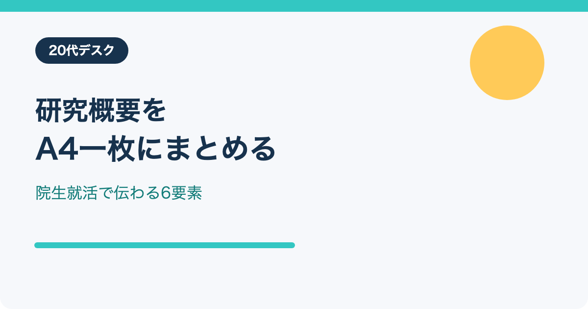 研究概要をA4一枚にまとめるための6要素